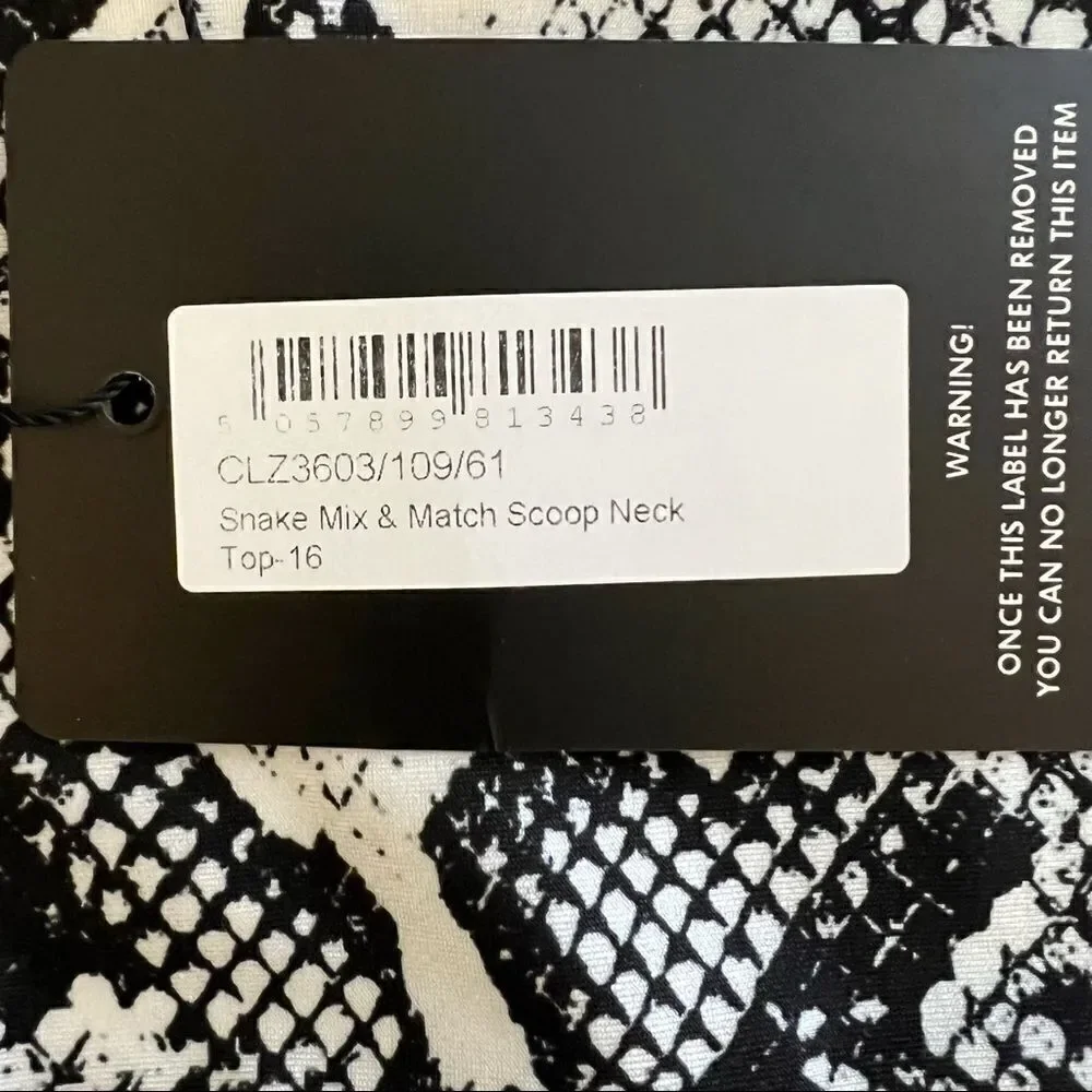 PrettyLittleThing Snake Mix & Match Scoop Neck Top, Size 12